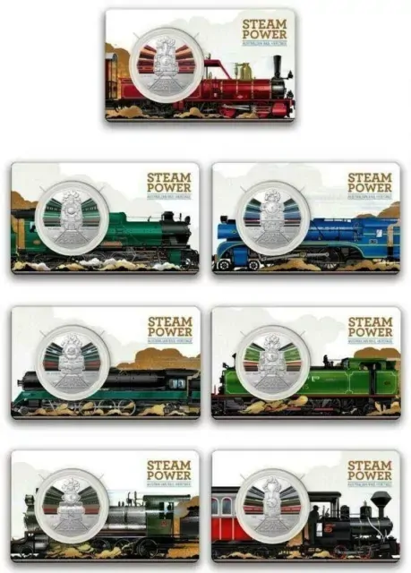 2022 50c Australian Steam Trains - Complete Set with Folder