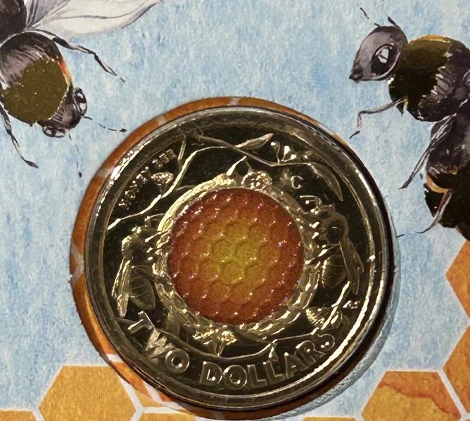 2023 $2 Australian Honeybees - International Coin of the Year Gilded C MINTMARK PNC (AC/BC Issue 13)
