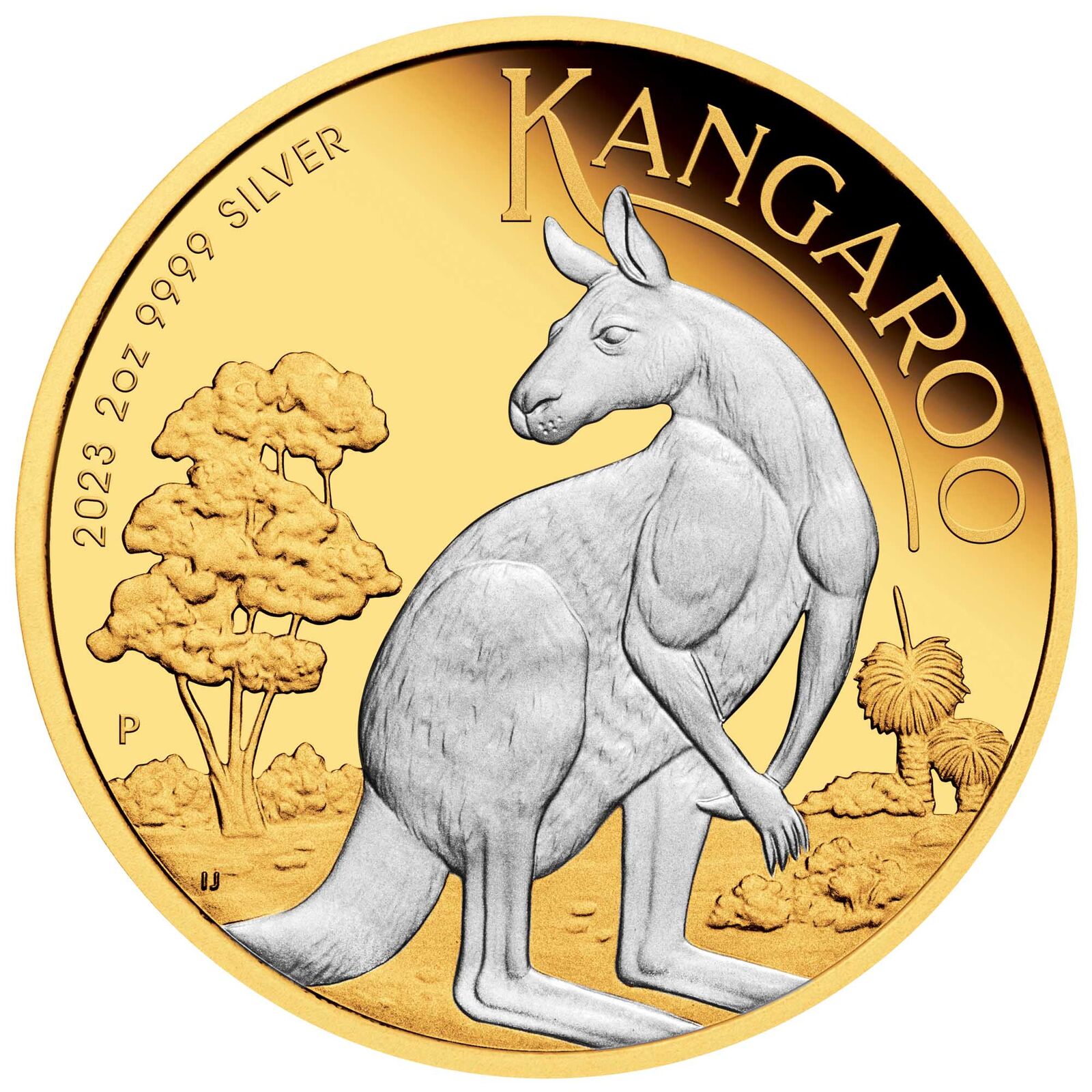 2023 2oz Kangaroo Reverse Gilded Silver Coin