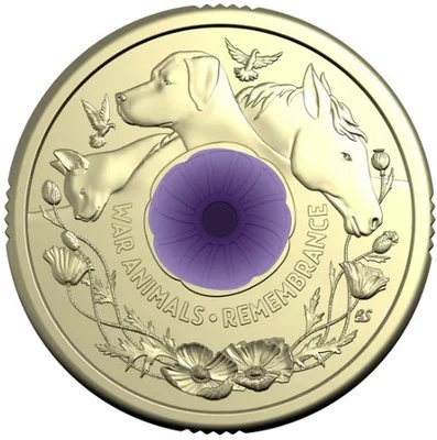 2024 $2 Purple Poppy - Coloured Uncirculated Coins in RAM Bag of 5 coins