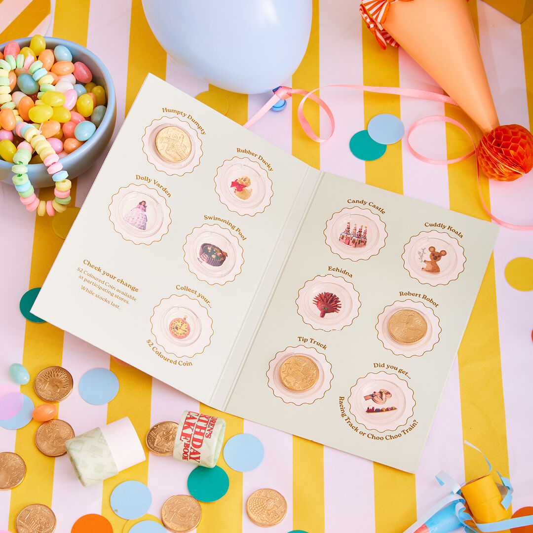 2025 10x $1 Australian Women's Weekly Children’s Birthday Cake Book - Coins & Folder