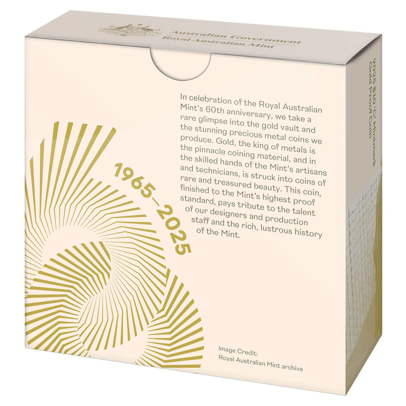 2025 $10 Gold Proof Coin 60th Anniversary of the Royal Australian Mint 
