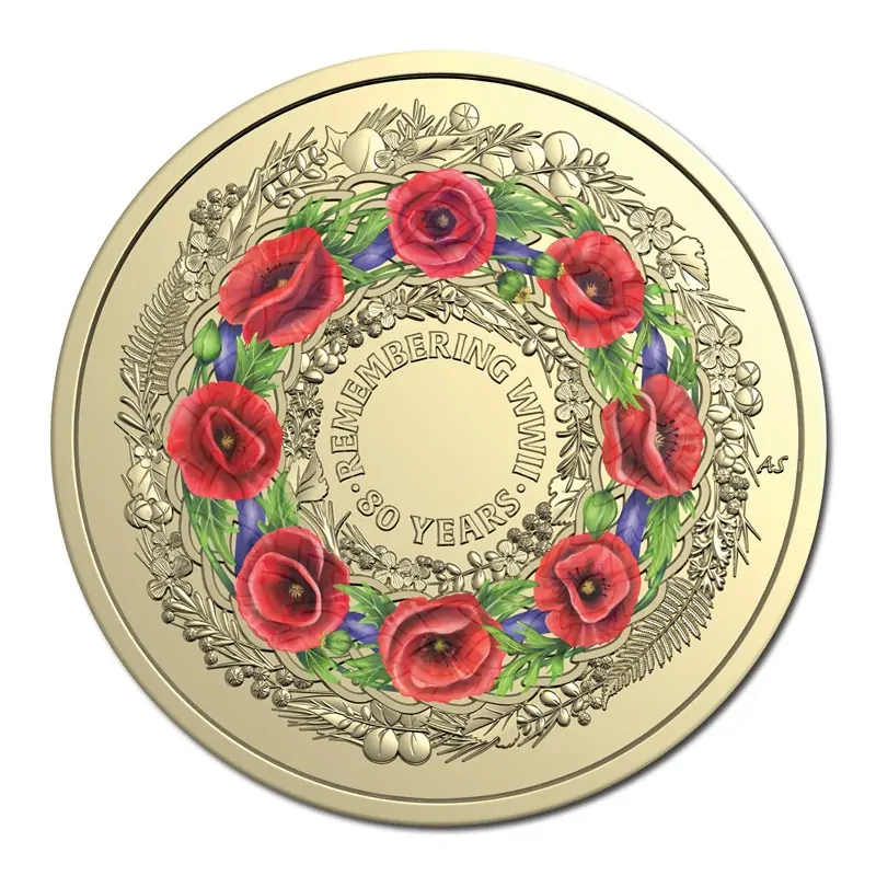 2025 $2 Poppy Wreath - 80th Anniversary of WWII Single UNC coin