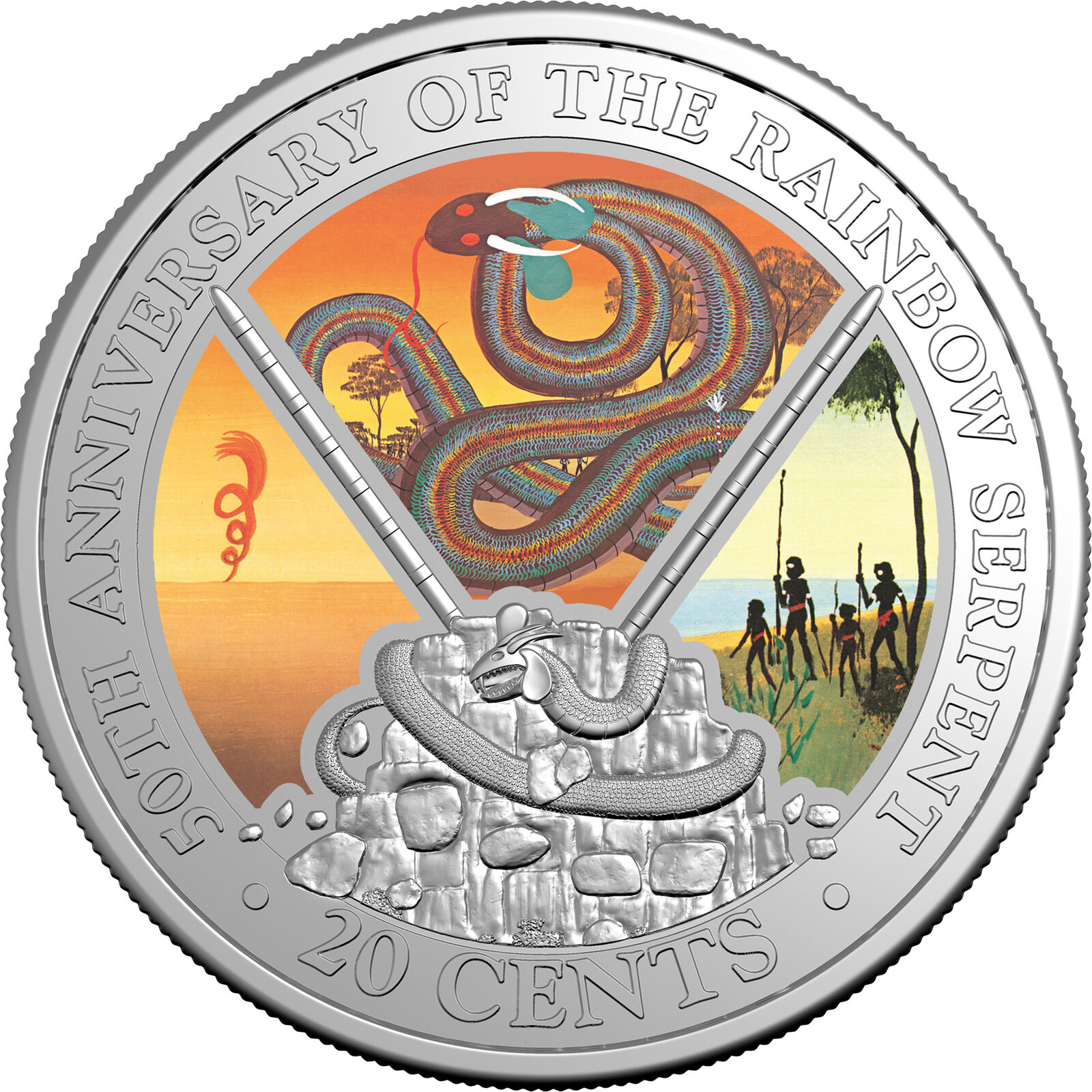 2025 20c 50th Anniversary of the Rainbow Serpent Carded Coin