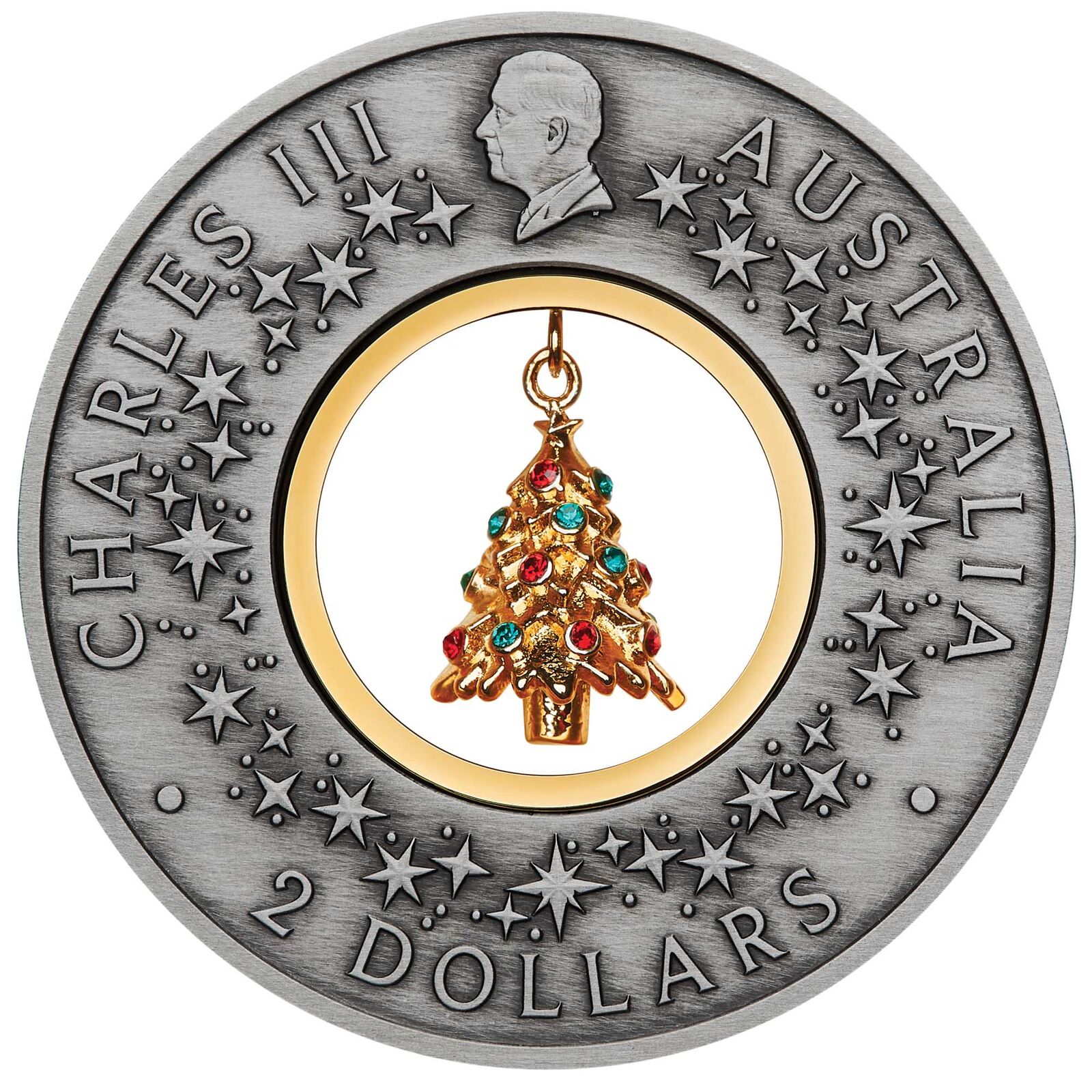 Santa's Workshop 2025 2oz Silver Antiqued Coloured Coin