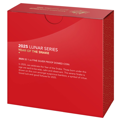 2025 $5 Lunar Year of the Snake Domed Silver Proof