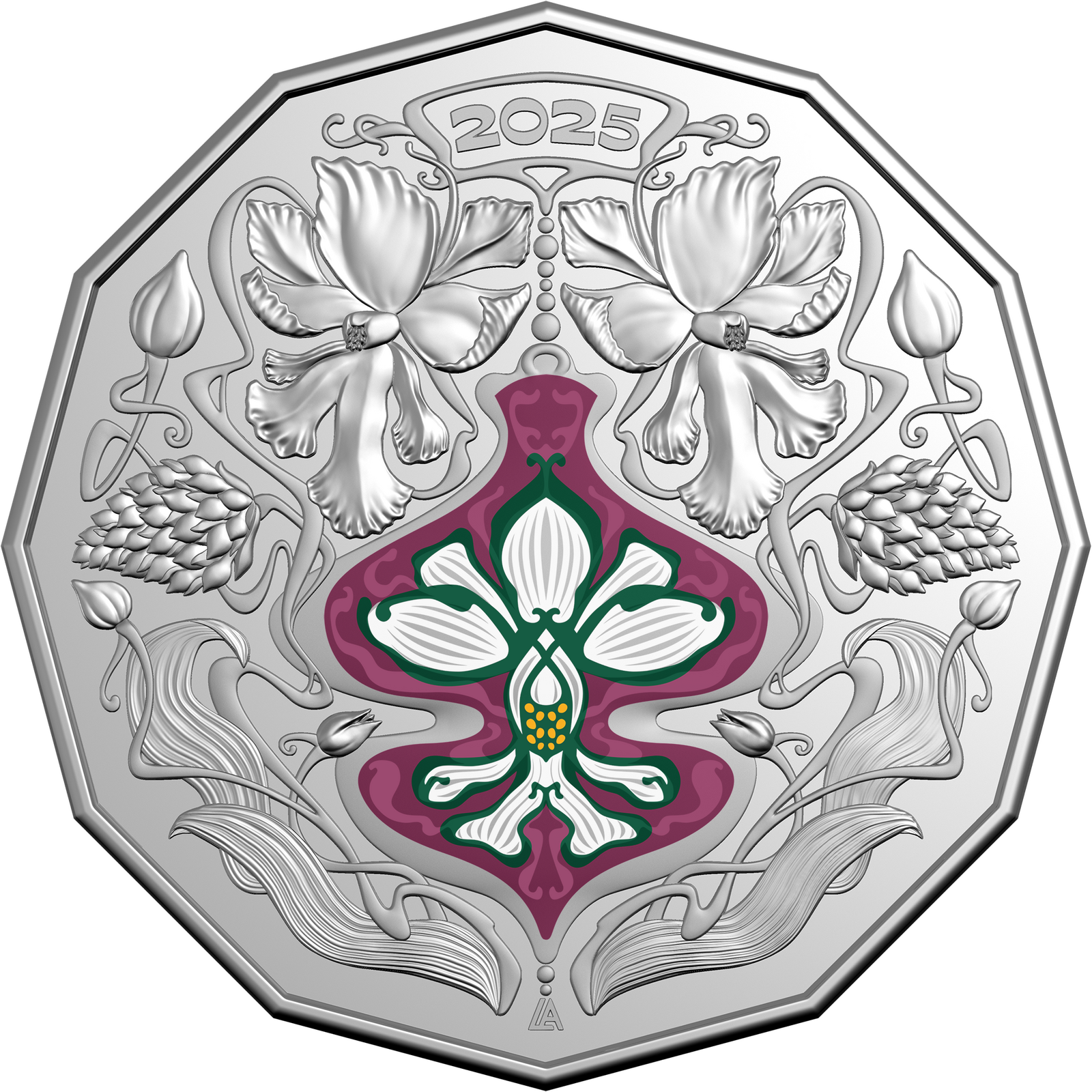 2025 50c Festive Florals Christmas Decoration Coin