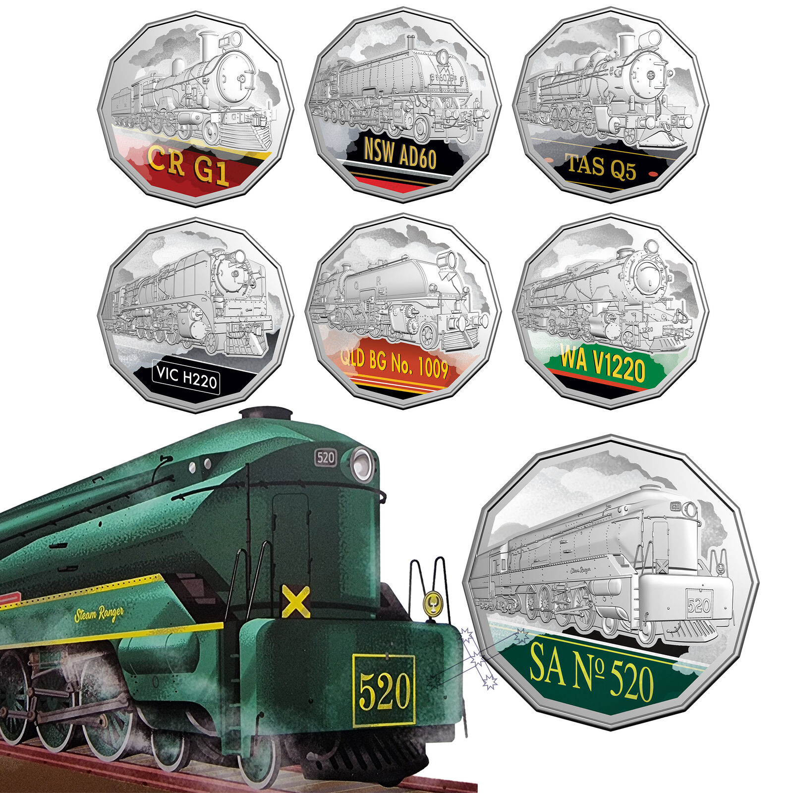 2025 Steam Giants - Seven-Coin 50c Collection