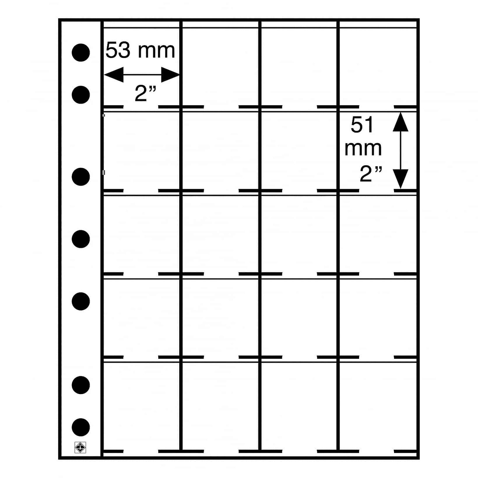 Premium 2X2 Album sheets - 20 pocket Pack of 5