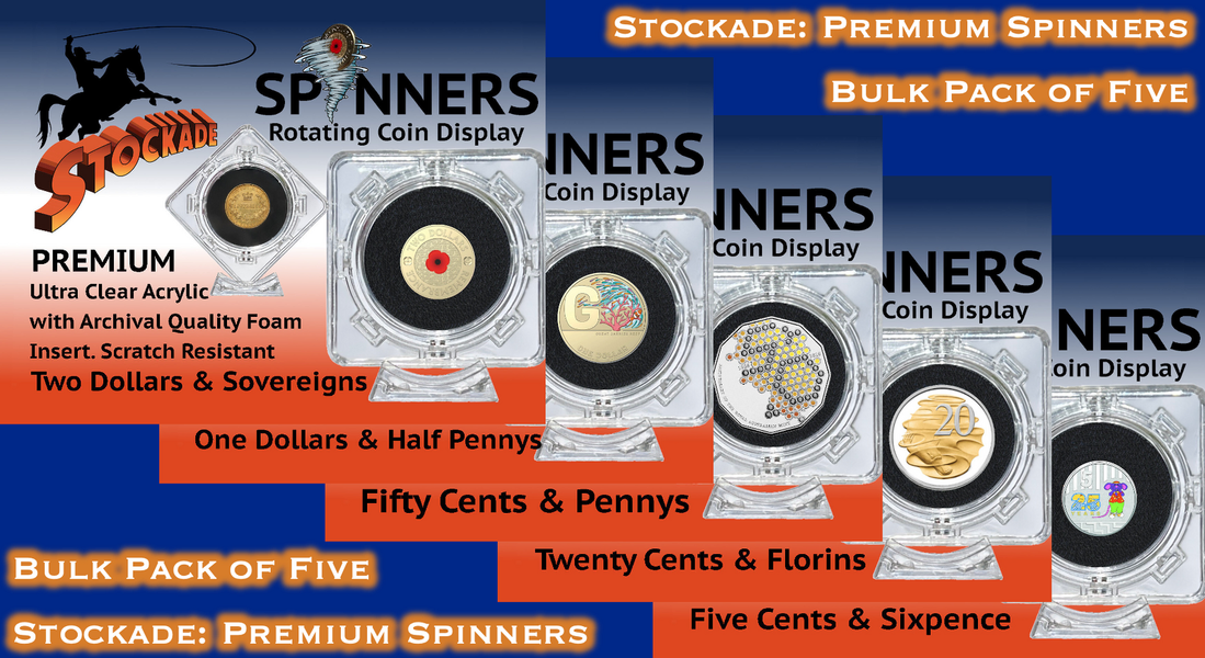 Stockade: 5x Australian Coin Display - Premium Spinner Multipack