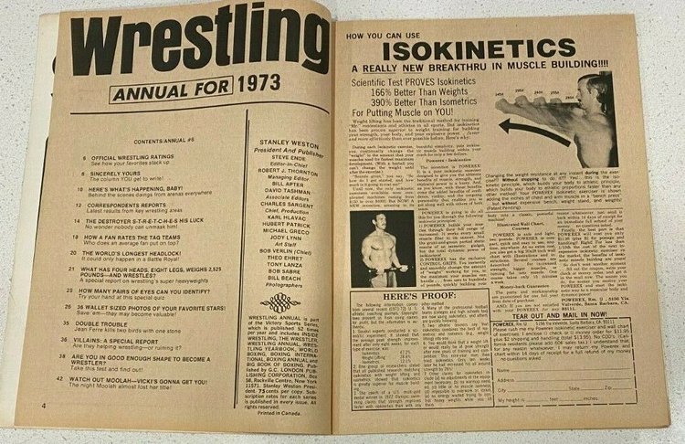 1973 Wrestling Annual Magazine Victory Sports Series Complete With All Cards
