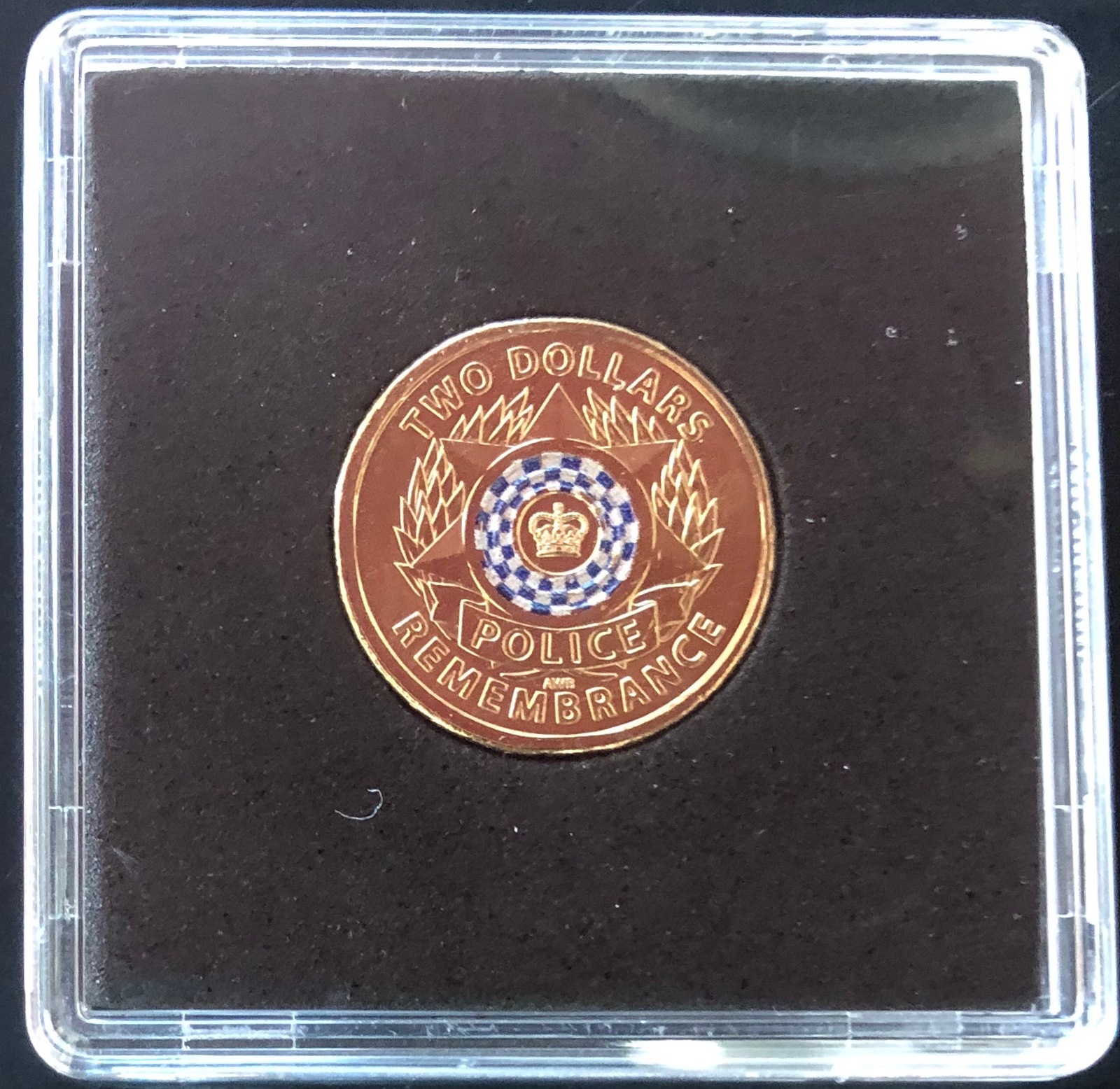 2019 UNC $2 POLICE REMEMBRANCE DAY COLOURED COIN ON CARD