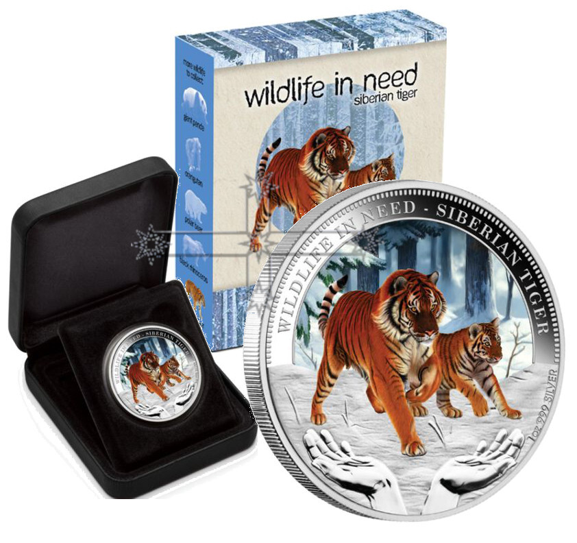 SOLD OUT COIN #5-1 OZ SILVER 2012 WILDLIFE IN NEED SERIES SIBERIAN TIGER 