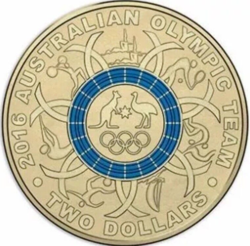 2016 - $2 Olympics Blue Coloured Coin