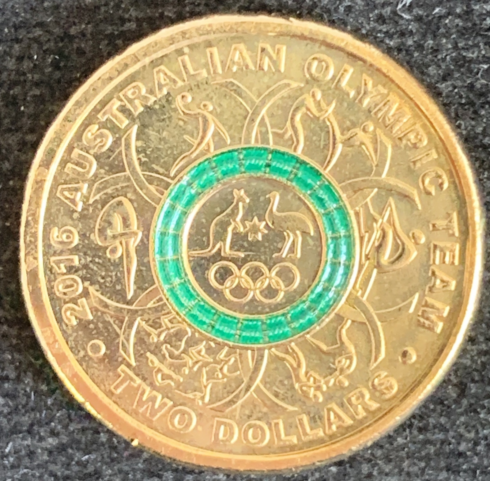 2016 - $2 Olympics Green Coloured Coin
