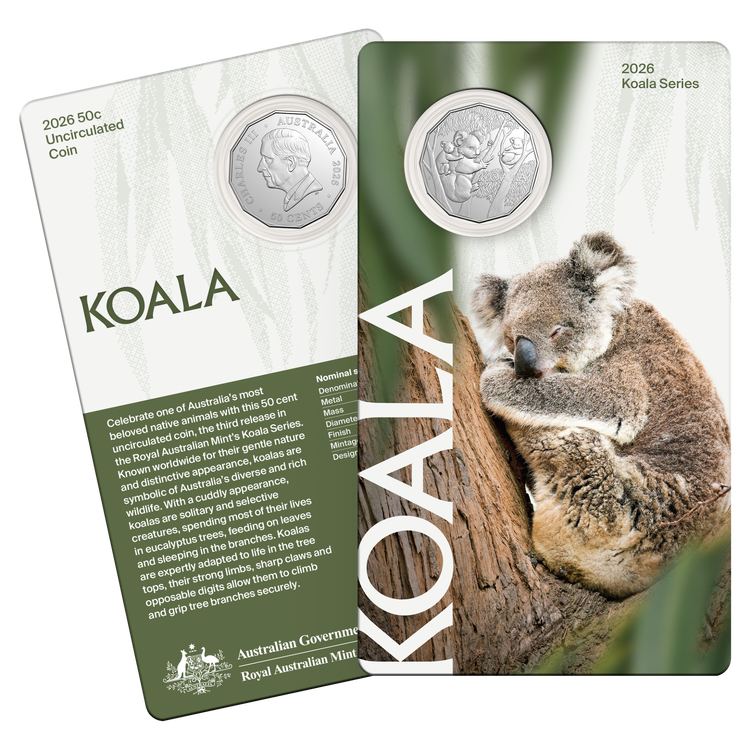 2026 50c Koala Series UNC Carded Coin