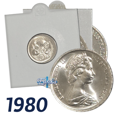 1980 5c Uncirculated Single Coin in 2x2