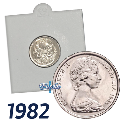 1982 5c Uncirculated Single Coin in 2x2