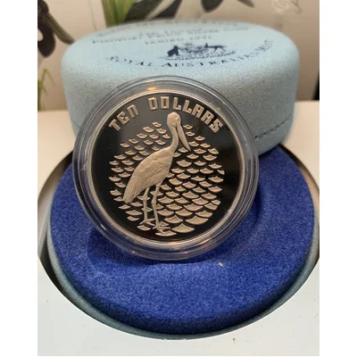 1989 Silver $10 - Birds of Australia - Jabiru Silver Piedfort Proof Coin