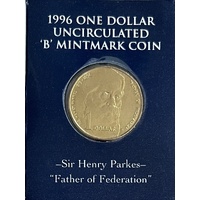 1996 $1 Sir Henry Parkes "B" Mint Mark