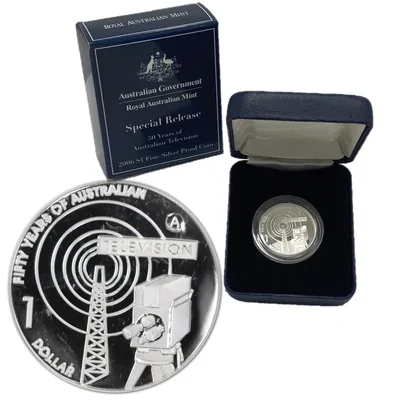 2006 $1 Fine Silver ANDA -  'A' Privymark 50 years of Television Proof Coin