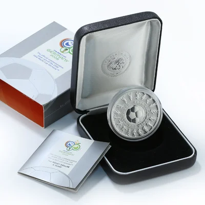 2006 1oz FIFA World Cup Germany Holey Dollar & Dump Silver Proof Coin