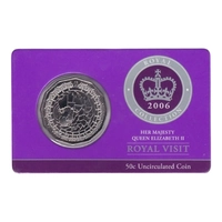 2006 50c HRM Queen Elizabeth II - Royal Visit Carded Coin