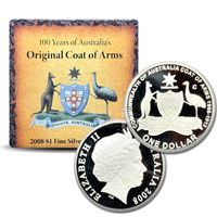 2008 $1 100 Years of Australia's Original Coat of Arms Silver Proof