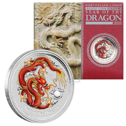 2012 1/2oz Australian Lunar Series II - Red Dragon Silver Proof