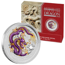 2012 1oz Australian Lunar Series II - ANDA Purple Dragon Silver Proof