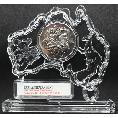2012 50c Tetradecagon Lunar Year of the Dragon in Map Display