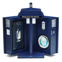 2013 1oz Doctor Who - Silver Proof Coin in Tardis Display (Toned)