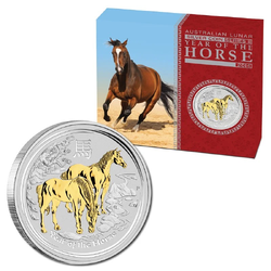2014 1oz Australian Lunar Series II - Horse Gilded Silver Proof