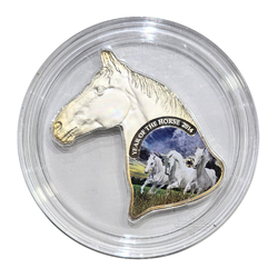 2014 1oz Lunar Calendar series - Year of the Horse Head Shaped Silver Proof (Toned)