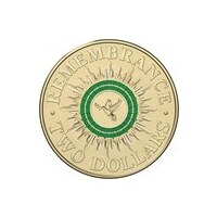 2014 - $2 Remembrance Dove, Green Coloured Coin