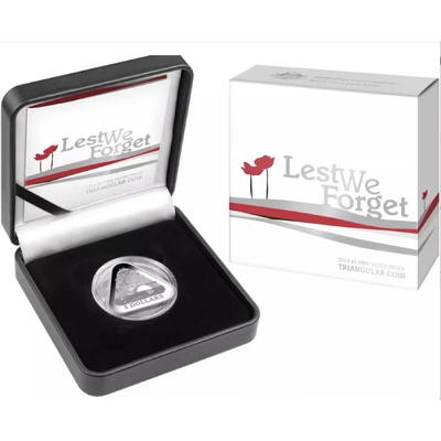 2014 Silver $5 - Fine Silver Lest We Forget Triangular Proof Coin