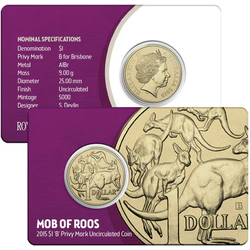 2015 $1 ANDA Brisbane - Mob of Roos 'B' Privy Mark
