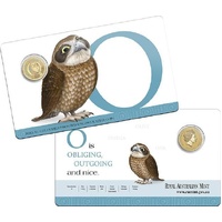 2015 $1 "O" Alphabet Frosted Uncirculated Carded Coin
