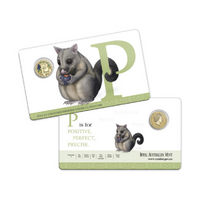 2015 $1 "P" Alphabet Frosted Uncirculated Carded Coin