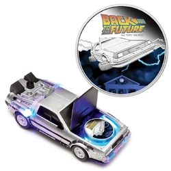 2015 1oz Back To The Future Silver - DeLorean Proof Coin in Car Model
