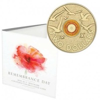 2015 $2 C Mintmark Remembrance Day Orange Coloured Two Dollars