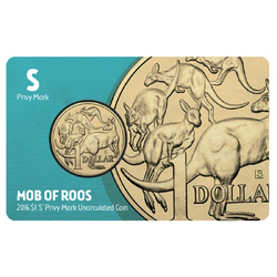 2016 $1 Mob of Roos : 'S' Privy Mark Pocket Collector Card (ANDA Sydney)