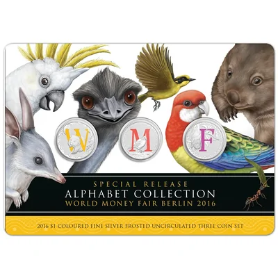 2016 $1 World Money Fair Berlin - Alphabet Collection Silver 3-Coin Set
