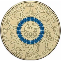 2016 - $2 Olympics Blue Coloured Coin