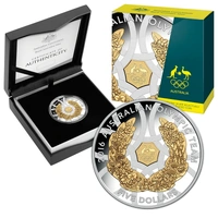  2016 $5 Fine Silver Olympic Team Gold Plated Coin