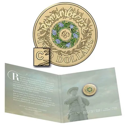 2017 $2 'C' Mintmark Rosemary Coloured Coin in Card