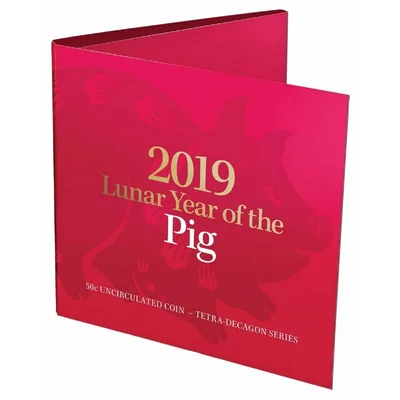 2019 50c Lunar Year of the Pig - Tetra-decagon Coin in Folded Display Card