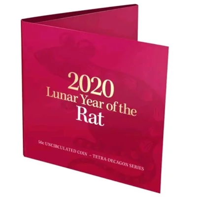 2020 50c Lunar Year of the Rat - Tetra-decagon Coin in Folded Display Card