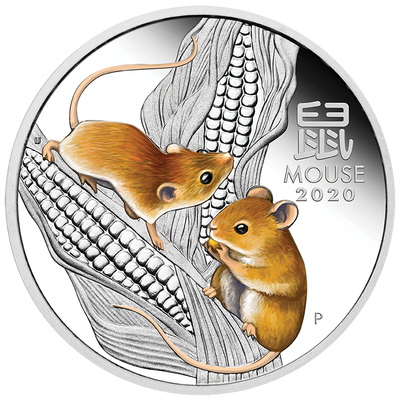 2020 1/2oz Silver - Lunar Year of the Mouse Silver Proof Coloured Coin