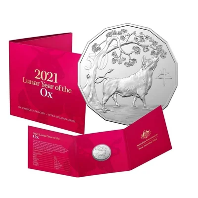 2021 50c Lunar Year of the Ox - Tetra-decagon Coin in Folded Display Card